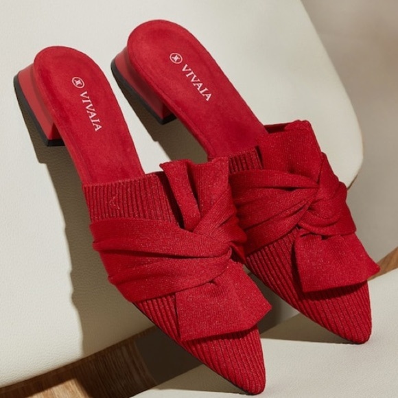 VIVAIA Yaffa Pointed Toe Knot Sandals in Ruby Red - Picture 1 of 12